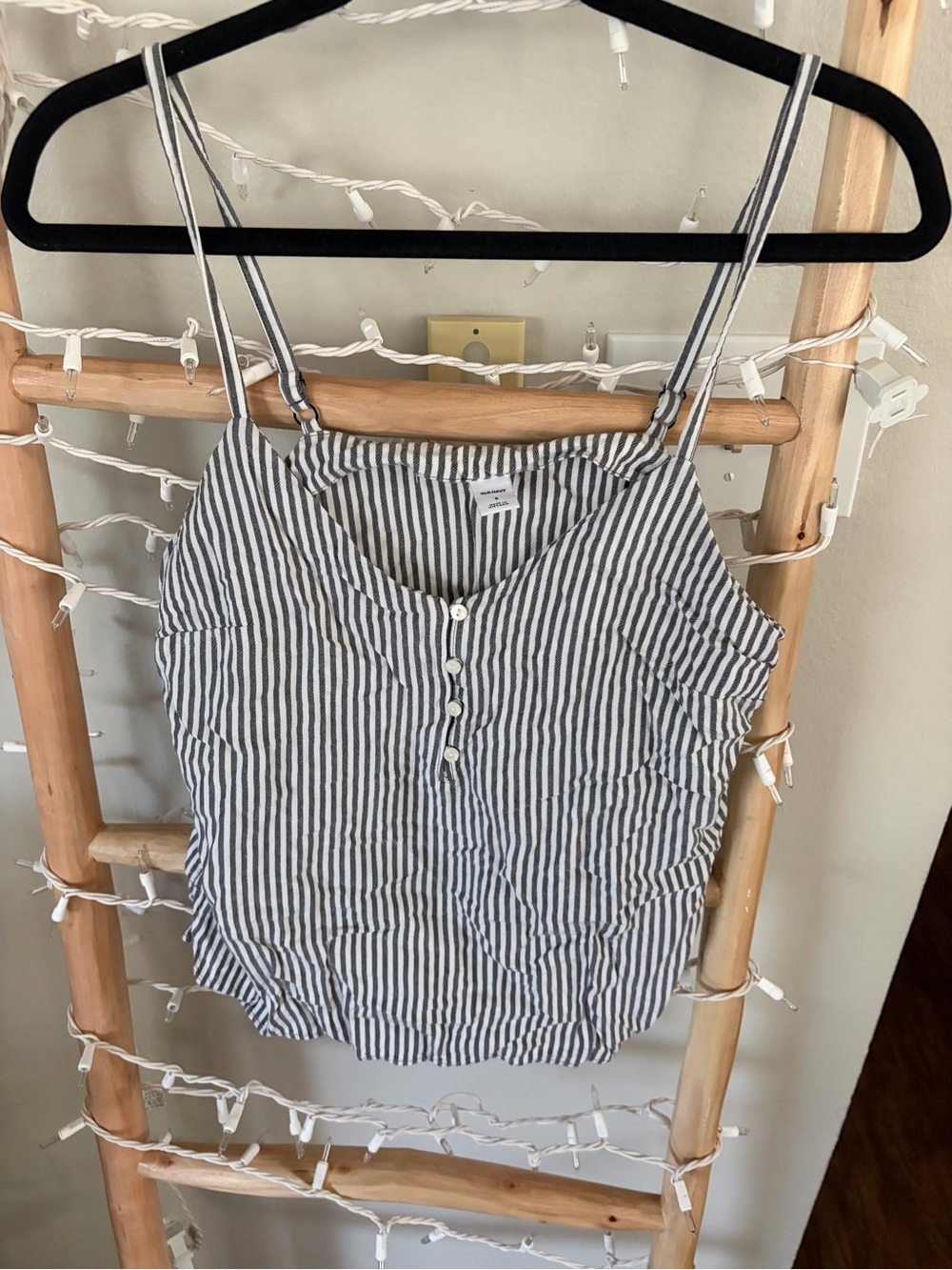 Old Navy Grey and White Striped Spaghetti Strap Cami